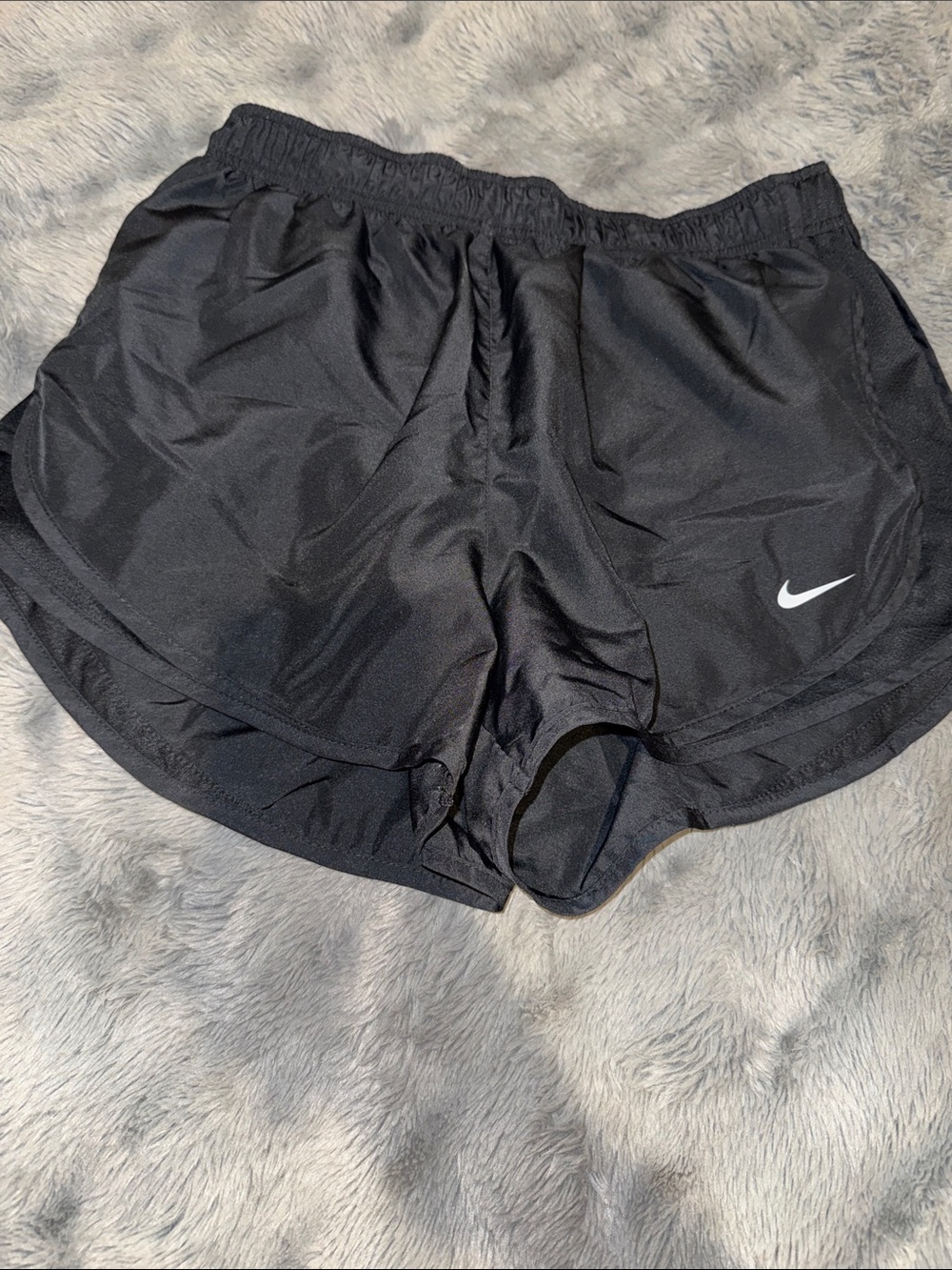 Nike Women's Black Athletic Running Shorts with White Swoosh